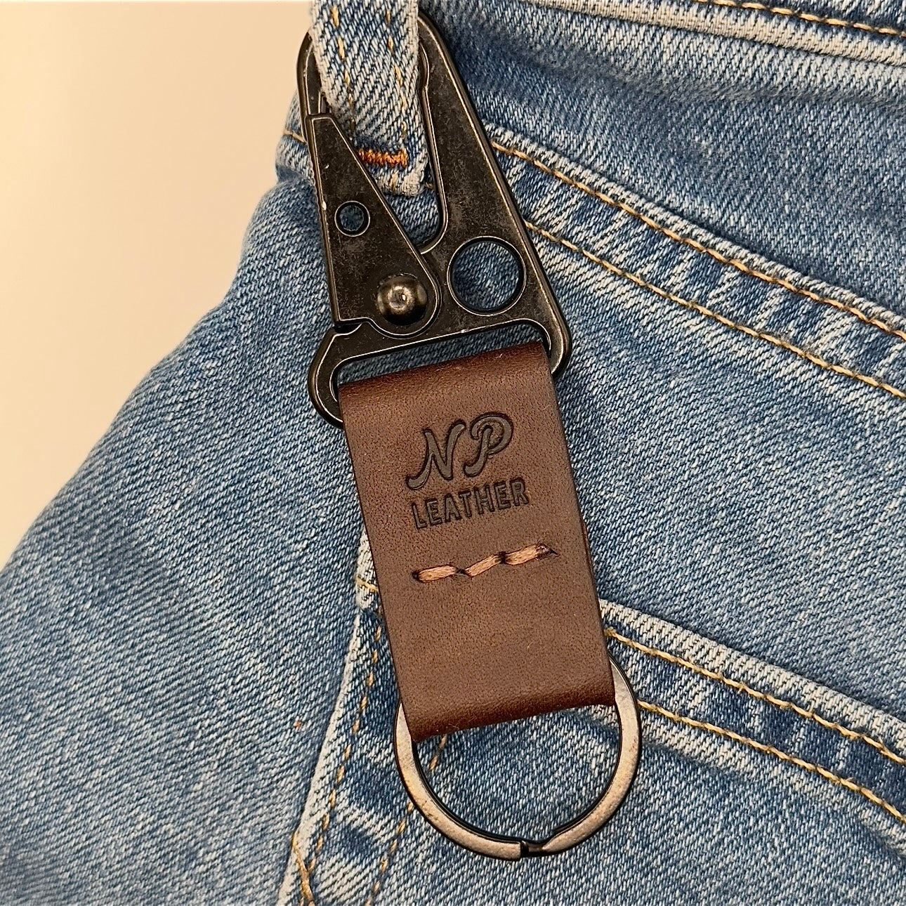 Lockson Pueblo Leather Clip Keychain | Dark Brown