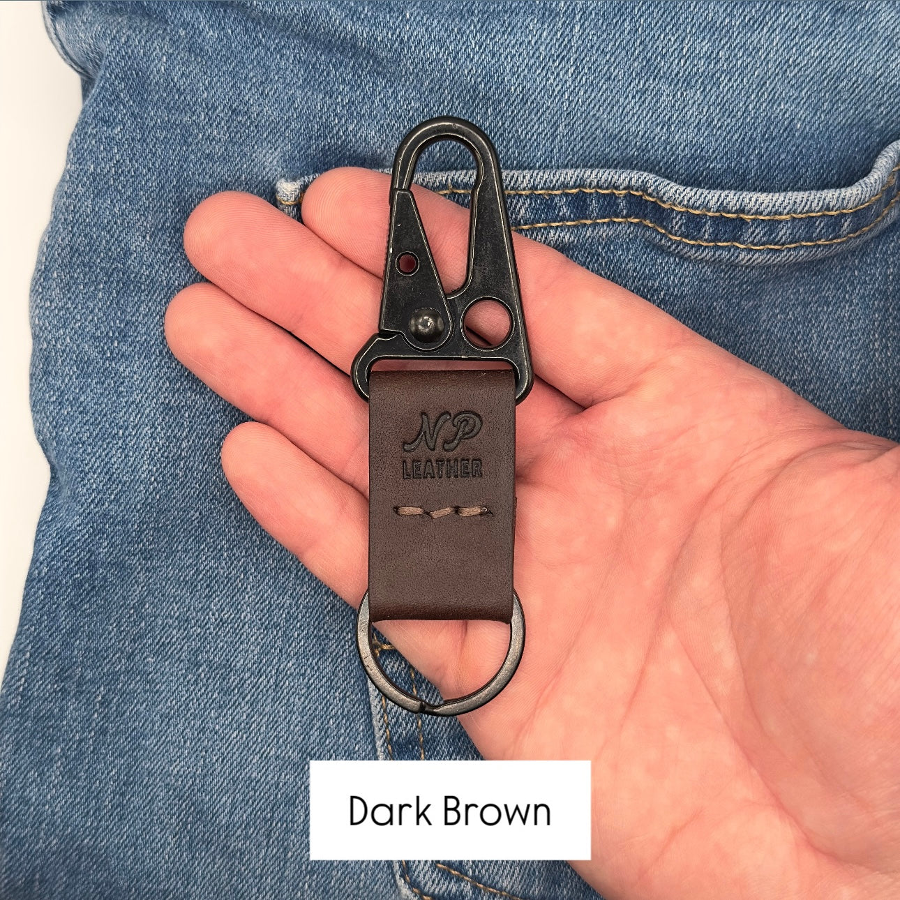 Lockson Pueblo Leather Clip Keychain | Dark Brown