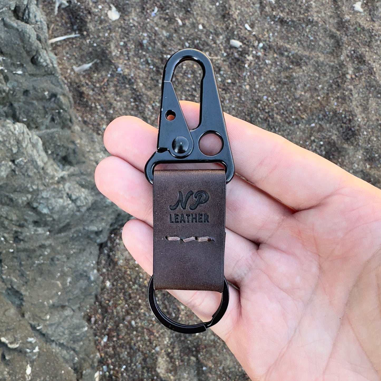 Lockson Pueblo Leather Clip Keychain | Dark Brown