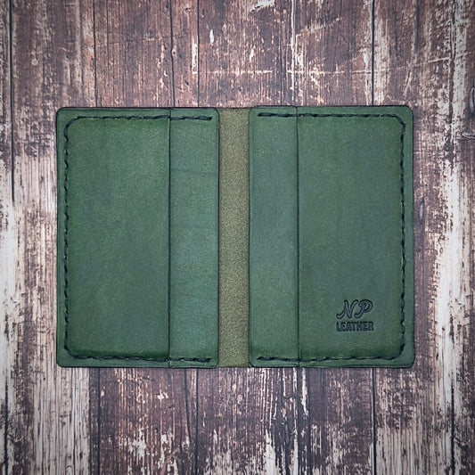 THE DAVISON WALLET | Emerald Green Pueblo Veg Tanned Full Grain Italian Leather Handmade Slim Card Money Holder