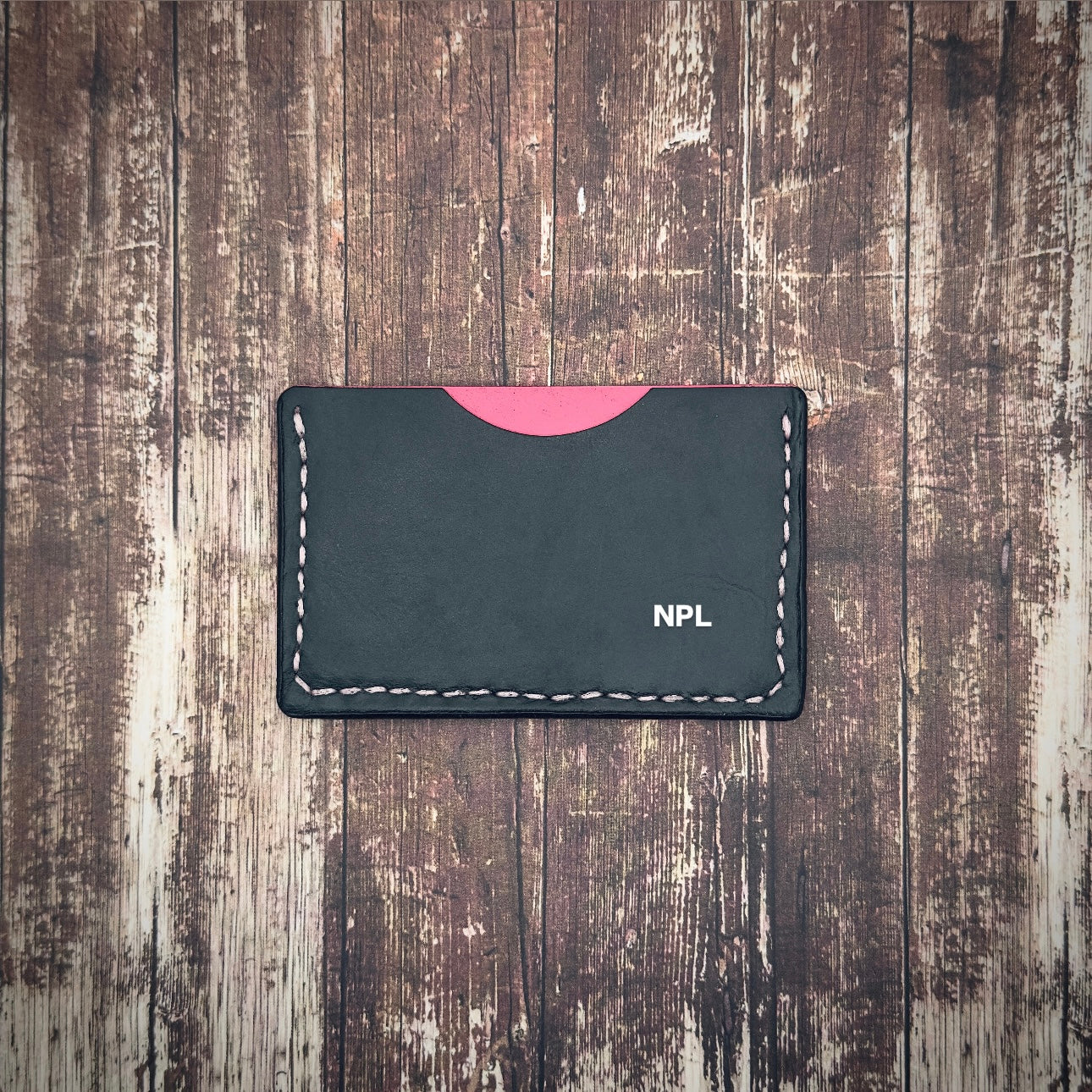 THE MARYSON WALLET | Deep Black Neon Pink Cowhide Full Grain Leather Handmade Slim Card Holder