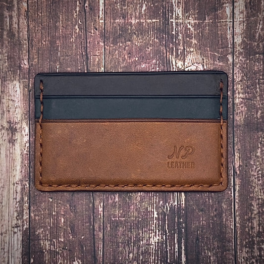 THE NICKSON WALLET | Cognac Deep Black Rustic Brown Cowhide Full Grain Leather Handmade Slim Card Holder