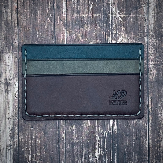 THE NICKSON WALLET | Tobacco Grey Sapphire Blue Pueblo Veg Tanned Full Grain Italian Leather Handmade Slim Card Holder