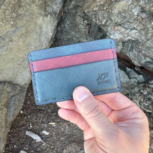 Mockson Pueblo Leather Card Cash Wallet | Blue Red