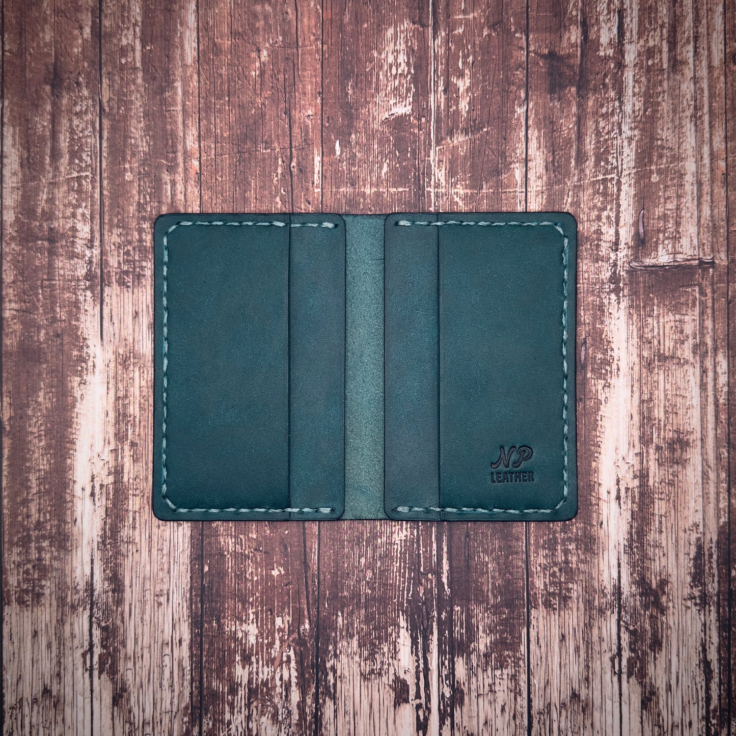 THE DAVISON WALLET | Ortensia Blue Badalassi Carlo Pueblo Veg Tanned Full Grain Italian Leather Handmade Slim Card Money Holder