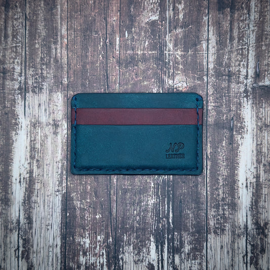 THE MOCKSON WALLET | Sapphire Blue Bordeaux Badalassi Carlo Pueblo Veg Tanned Full Grain Italian Leather Handmade Slim Card Cash Holder