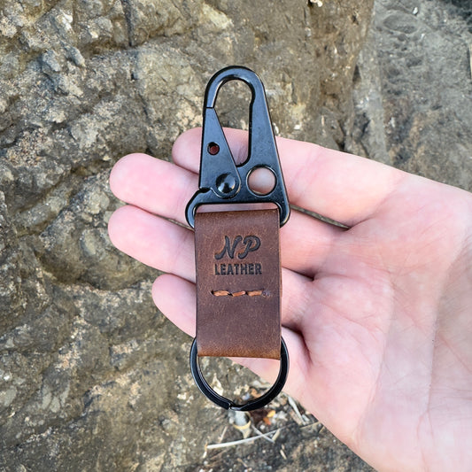 Lockson Pueblo Leather Clip Keychain | Walnut Brown