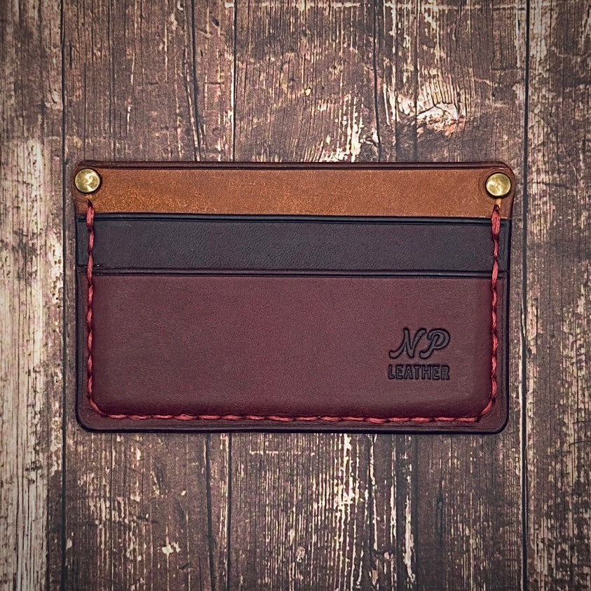 THE RICKSON WALLET | Bordeaux Violet Cognac Pueblo Veg Tanned Full Grain Italian Leather Handmade Slim Card Holder