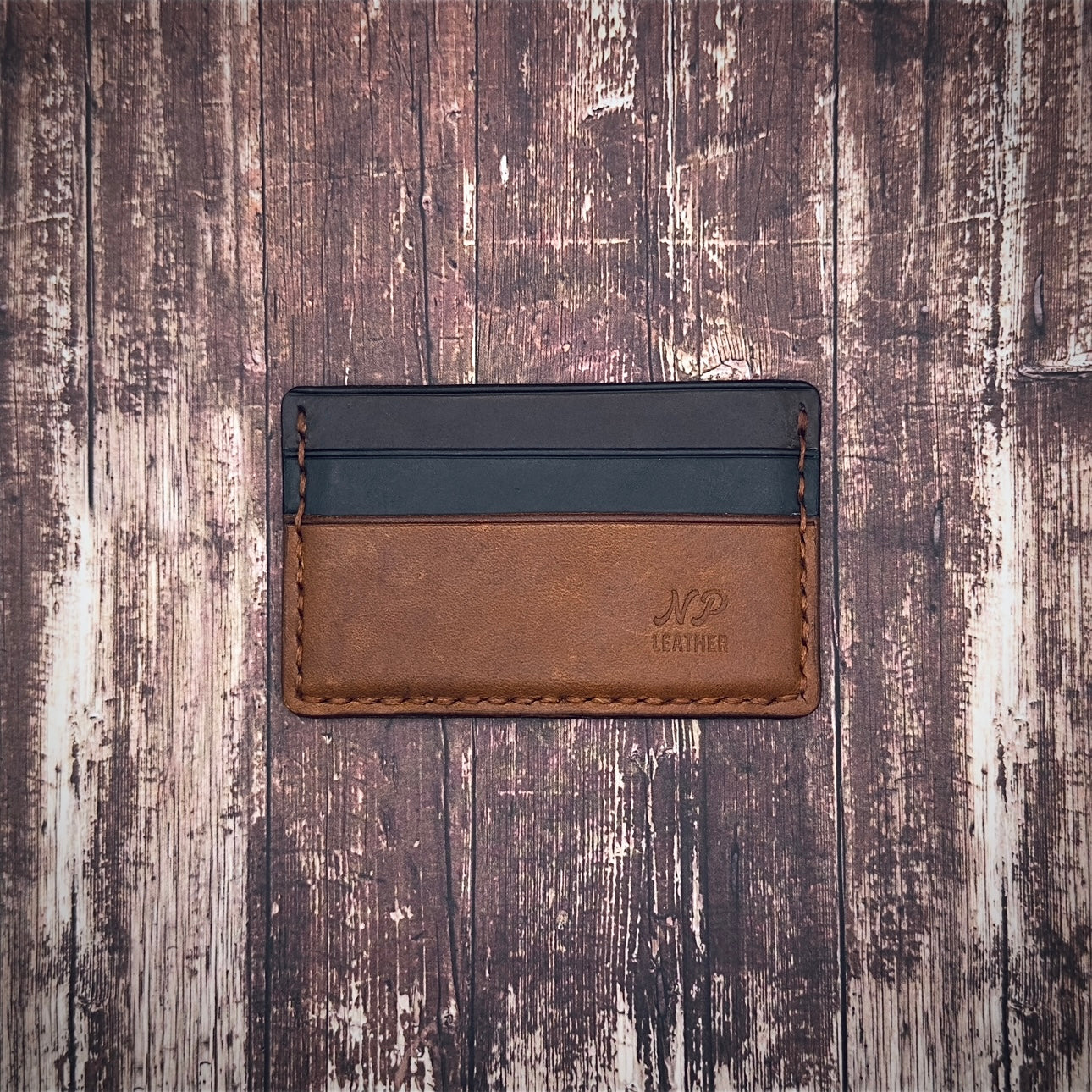 THE NICKSON WALLET | Cognac Brown Deep Black Rustic Brown Cowhide Full Grain Leather Handmade Slim Card Holder