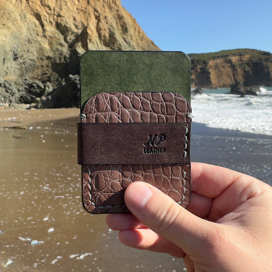 Wrapson Pueblo Leather Alligator Wallet | Brown Green