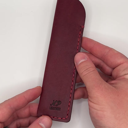 Pen holder pouch in red pueblo leather